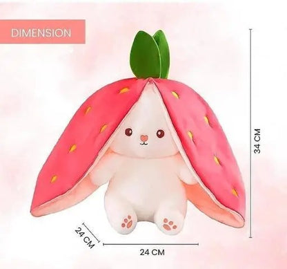 Adorable Strawberry Rabbit Plushie, Cute Bunny Soft Toy