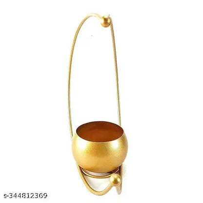 Metal Flower Vase with Gold Finish