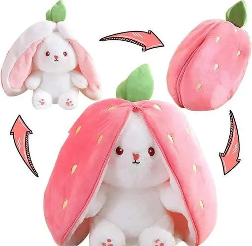 Adorable Strawberry Rabbit Plushie, Cute Bunny Soft Toy